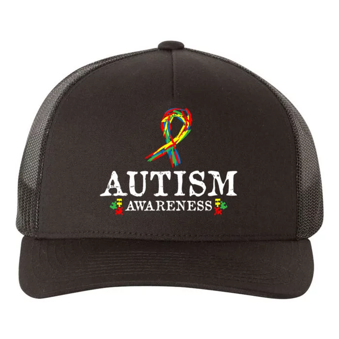 Puzzle Piece Ribbon Autism Awareness Gifts For Adults Yupoong Adult 5-Panel Trucker Hat