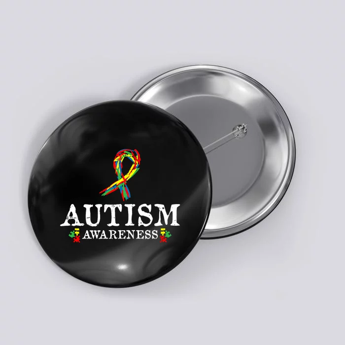 Puzzle Piece Ribbon Autism Awareness Gifts For Adults Button