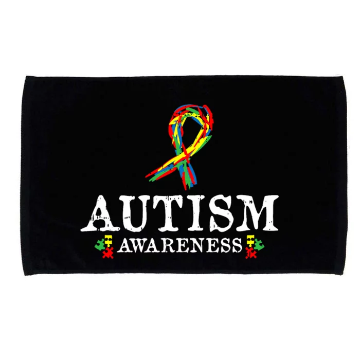 Puzzle Piece Ribbon Autism Awareness Gifts For Adults Microfiber Hand Towel