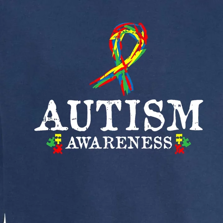 Puzzle Piece Ribbon Autism Awareness Gifts For Adults Garment-Dyed Sweatshirt