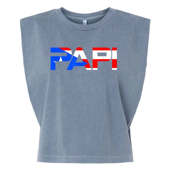 Papi Puerto Rico Flag Garment-Dyed Women's Muscle Tee