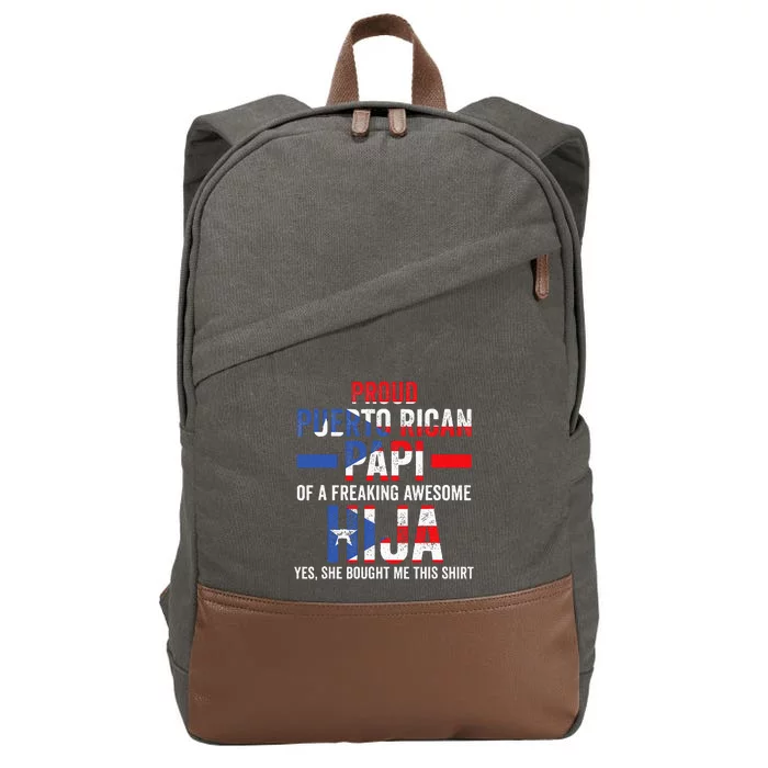 Proud Puerto Rican Papi Of Hija Puerto Rico Dad Daughter Cotton Canvas Backpack