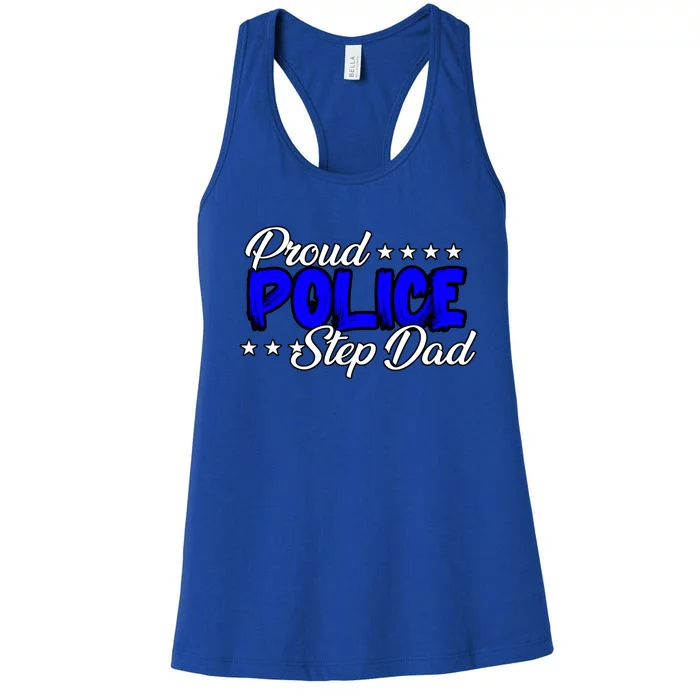 Proud Police Step Dad Gift Women's Racerback Tank