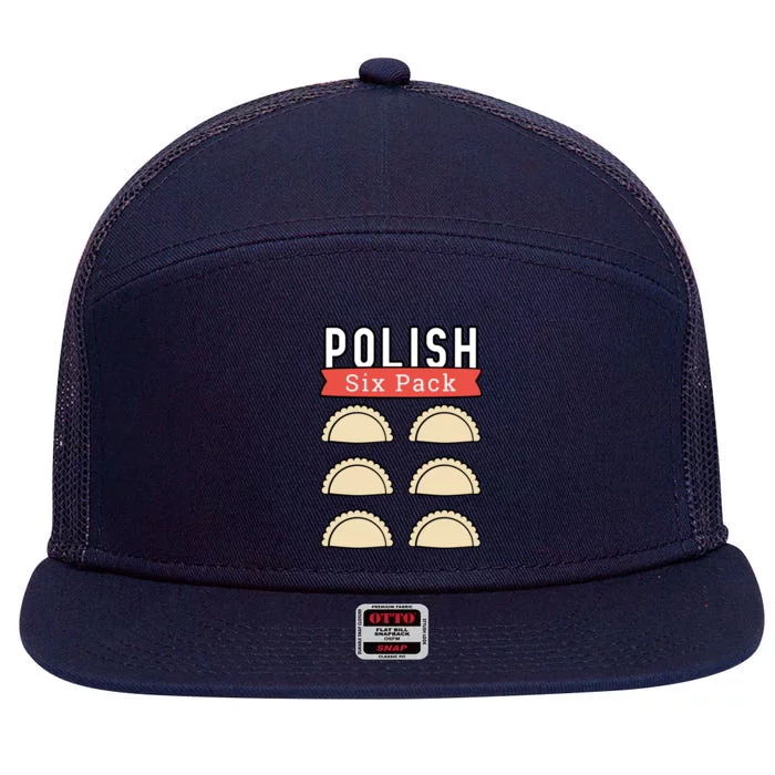 Polish Pierogi Six Pack Funny Abs Gym Design Gift 7 Panel Mesh Trucker Snapback Hat