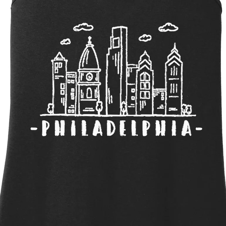 Philadelphia Pennsylvania Skyline Ladies Essential Tank