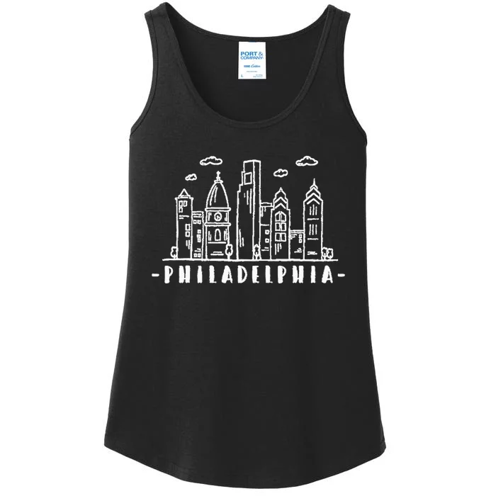 Philadelphia Pennsylvania Skyline Ladies Essential Tank