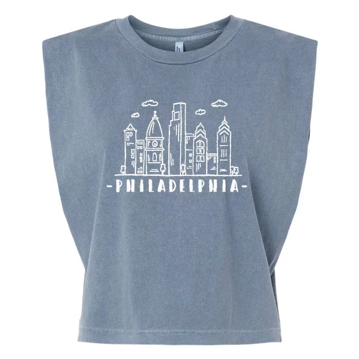 Philadelphia Pennsylvania Skyline Garment-Dyed Women's Muscle Tee