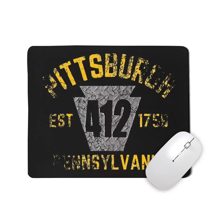 Pittsburgh Pennsylvania Sl City 412 Established Vintage Mousepad