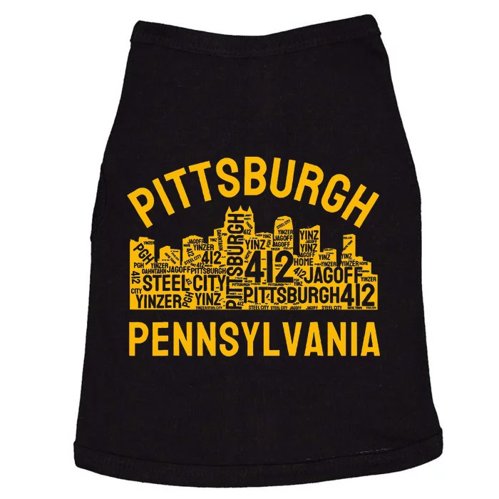 Pittsburgh Pennsylvania Steel City Skyline 412 Yinz Home Doggie Tank