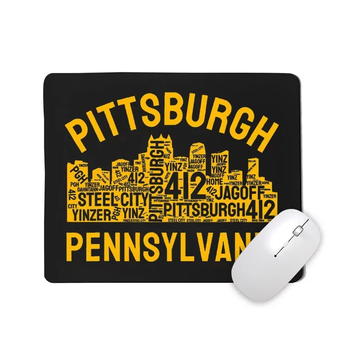 Pittsburgh Pennsylvania Steel City Skyline 412 Yinz Home Mousepad