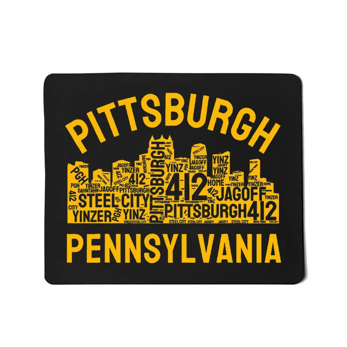 Pittsburgh Pennsylvania Steel City Skyline 412 Yinz Home Mousepad