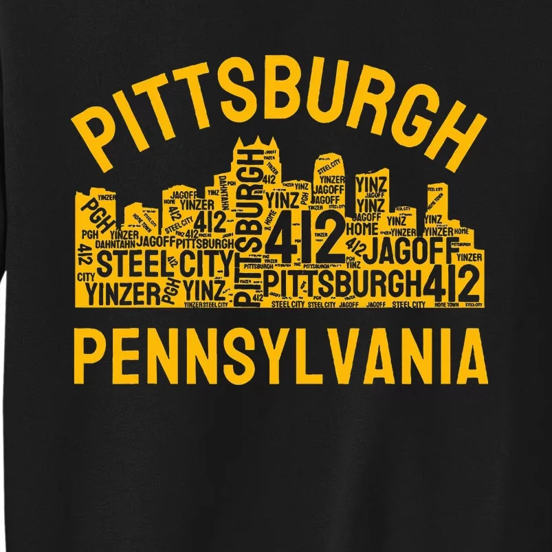 Pittsburgh Pennsylvania Steel City Skyline 412 Yinz Home Tall Sweatshirt