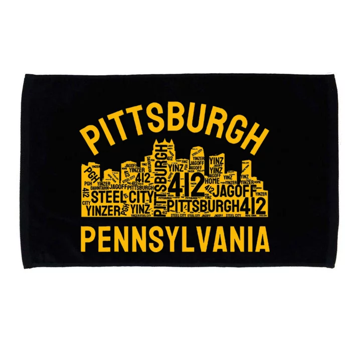 Pittsburgh Pennsylvania Steel City Skyline 412 Yinz Home Microfiber Hand Towel