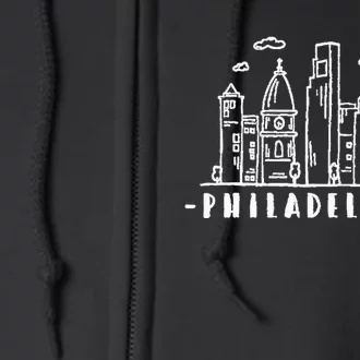 Philadelphia Pennsylvania Skyline Full Zip Hoodie