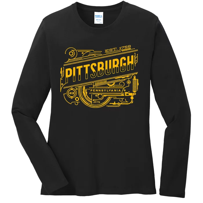 Pittsburgh Pennsylvania Steel City 412 Home Vintage Ladies Long Sleeve Shirt