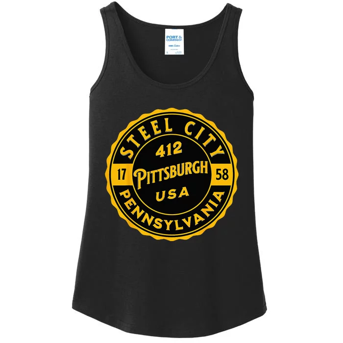 Pittsburgh Pennsylvania Steel City 412 Home Vintage Ladies Essential Tank