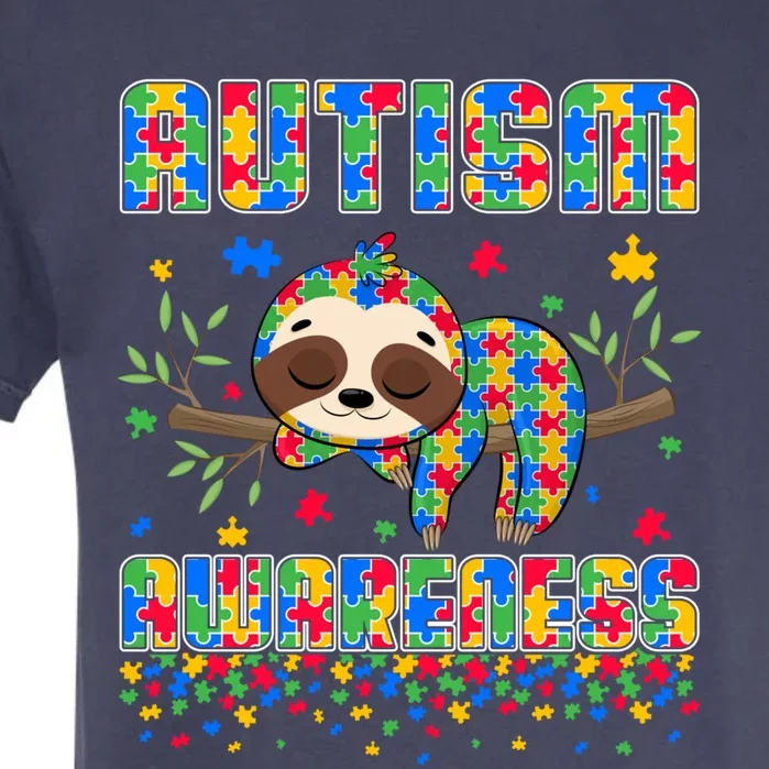 Puzzle Piece Sloth Lover Autism Awareness Day Autistic Cool Gift Garment-Dyed Heavyweight T-Shirt