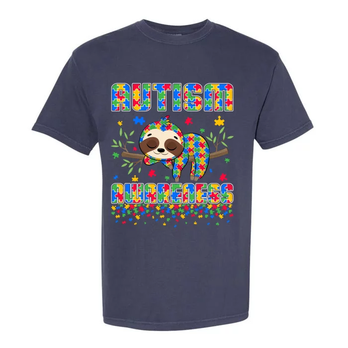 Puzzle Piece Sloth Lover Autism Awareness Day Autistic Cool Gift Garment-Dyed Heavyweight T-Shirt