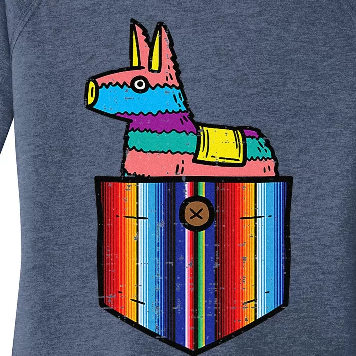 Pocket Pinata Serape Cinco De Mayo Mexican Fiesta Party Women's Perfect Tri Tunic Long Sleeve Shirt