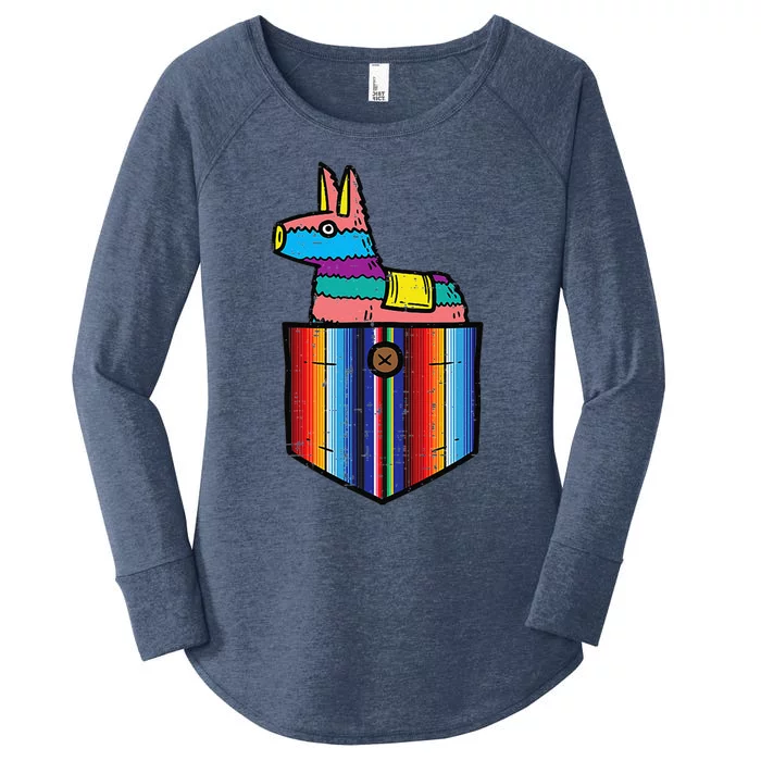 Pocket Pinata Serape Cinco De Mayo Mexican Fiesta Party Women's Perfect Tri Tunic Long Sleeve Shirt