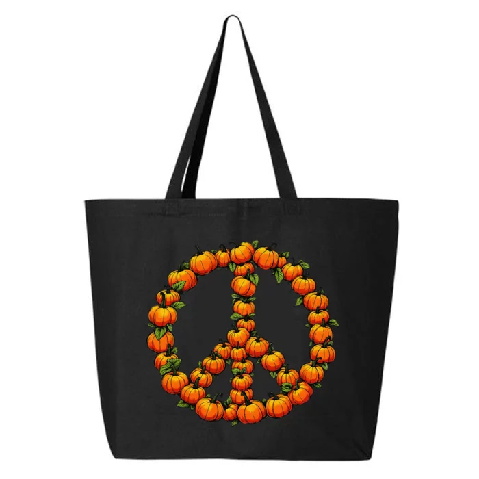 Pumpkin Peace Sign Fall Season Pumpkins Autumn Halloween 25L Jumbo Tote