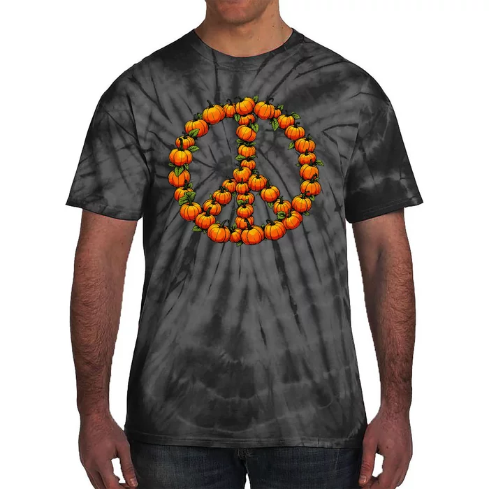 Pumpkin Peace Sign Fall Season Pumpkins Autumn Halloween Tie-Dye T-Shirt