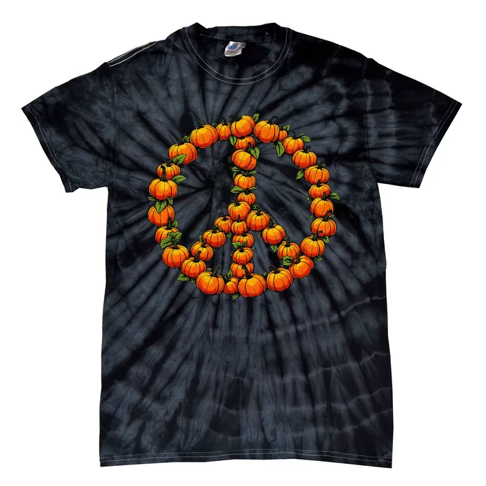 Pumpkin Peace Sign Fall Season Pumpkins Autumn Halloween Tie-Dye T-Shirt