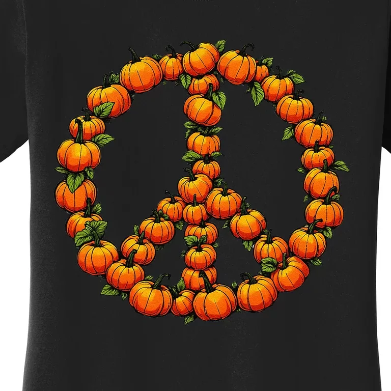 Pumpkin Peace Sign Fall Season Pumpkins Autumn Halloween Women's T-Shirt