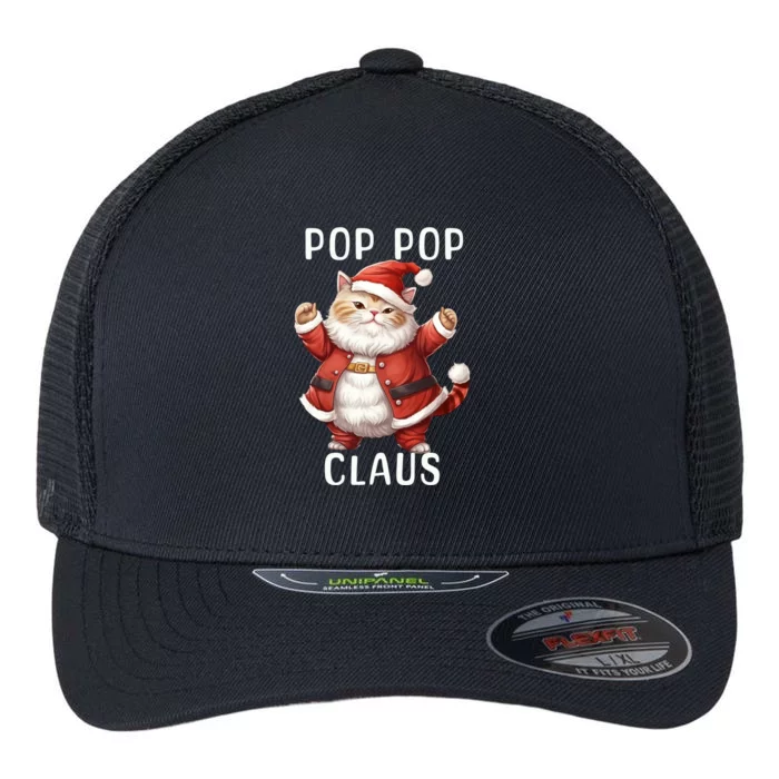 Pop Pop Santa Claus Cute Dancing Cat Kitty Lover Christmas Funny Gift Flexfit Unipanel Trucker Cap