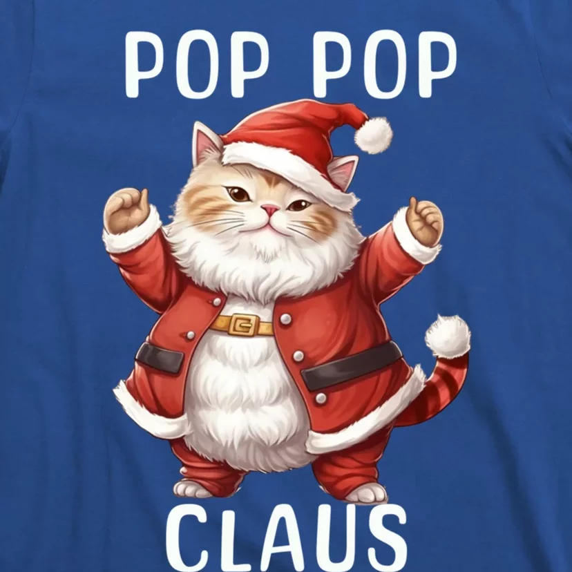 Pop Pop Santa Claus Cute Dancing Cat Kitty Lover Christmas Funny Gift T-Shirt