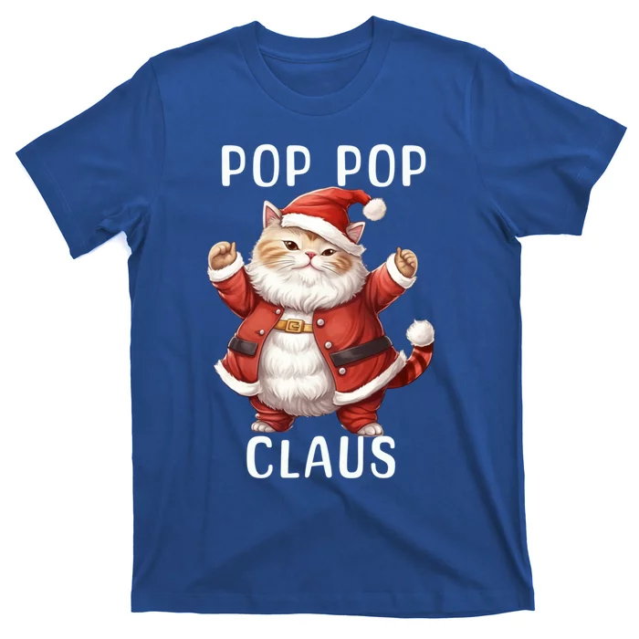 Pop Pop Santa Claus Cute Dancing Cat Kitty Lover Christmas Funny Gift T-Shirt