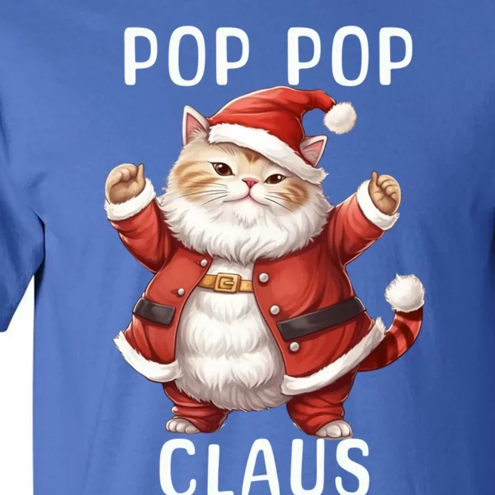 Pop Pop Santa Claus Cute Dancing Cat Kitty Lover Christmas Funny Gift Tall T-Shirt