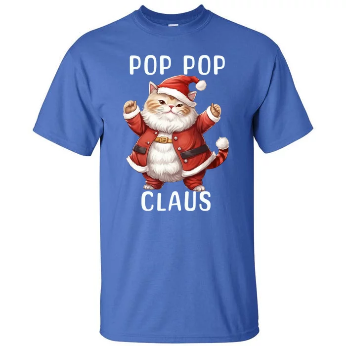 Pop Pop Santa Claus Cute Dancing Cat Kitty Lover Christmas Funny Gift Tall T-Shirt