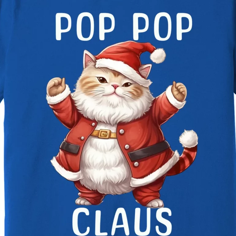 Pop Pop Santa Claus Cute Dancing Cat Kitty Lover Christmas Funny Gift Premium T-Shirt