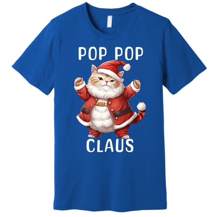 Pop Pop Santa Claus Cute Dancing Cat Kitty Lover Christmas Funny Gift Premium T-Shirt