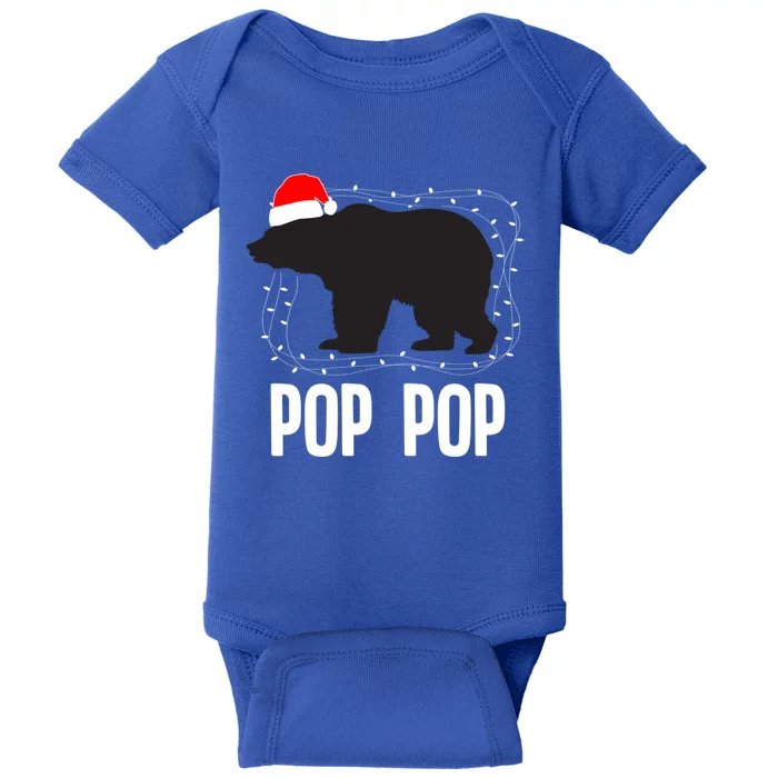 Pop Pop Santa Hat Christmas Bear Matching Family Gift Baby Bodysuit