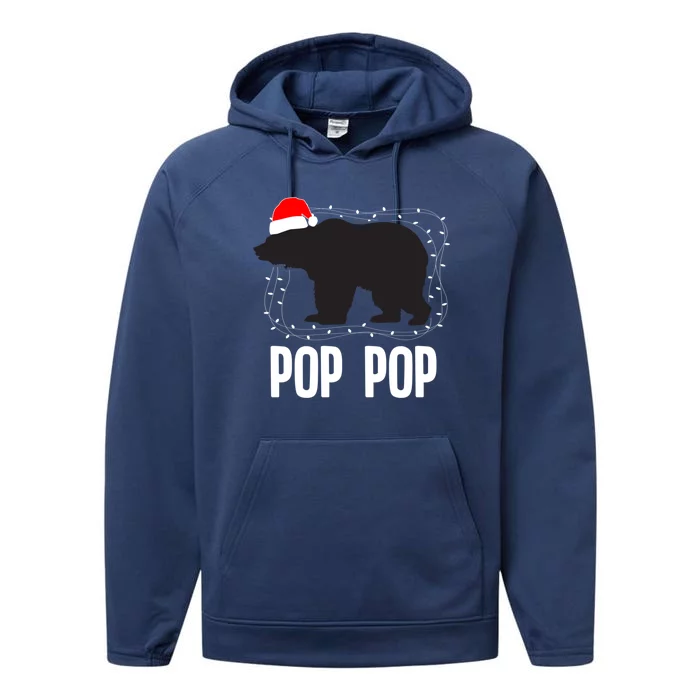 Pop Pop Santa Hat Christmas Bear Matching Family Gift Performance Fleece Hoodie