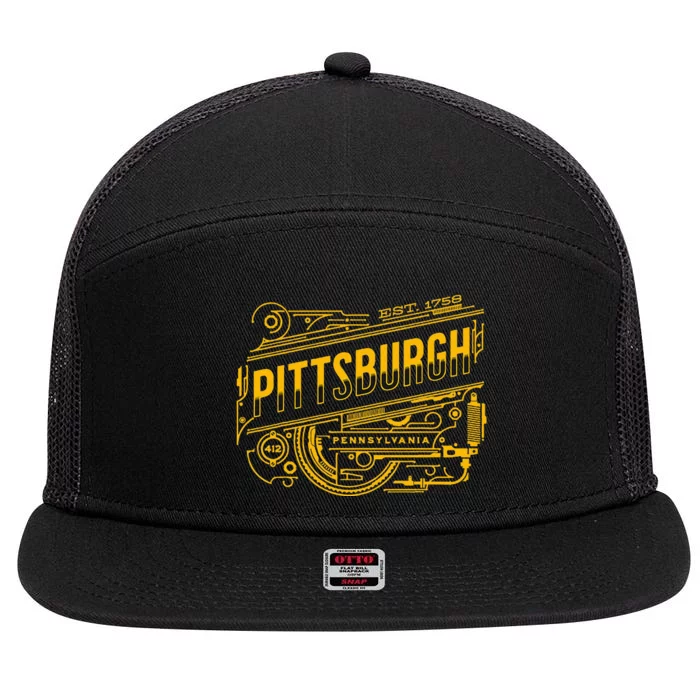 Pittsburgh Pennsylvania Steel City 412 Home Vintage 7 Panel Mesh Trucker Snapback Hat