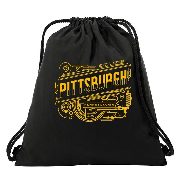 Pittsburgh Pennsylvania Steel City 412 Home Vintage Drawstring Bag