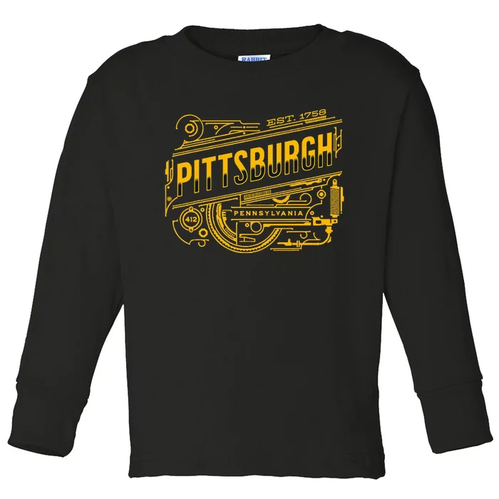 Pittsburgh Pennsylvania Steel City 412 Home Vintage Toddler Long Sleeve Shirt