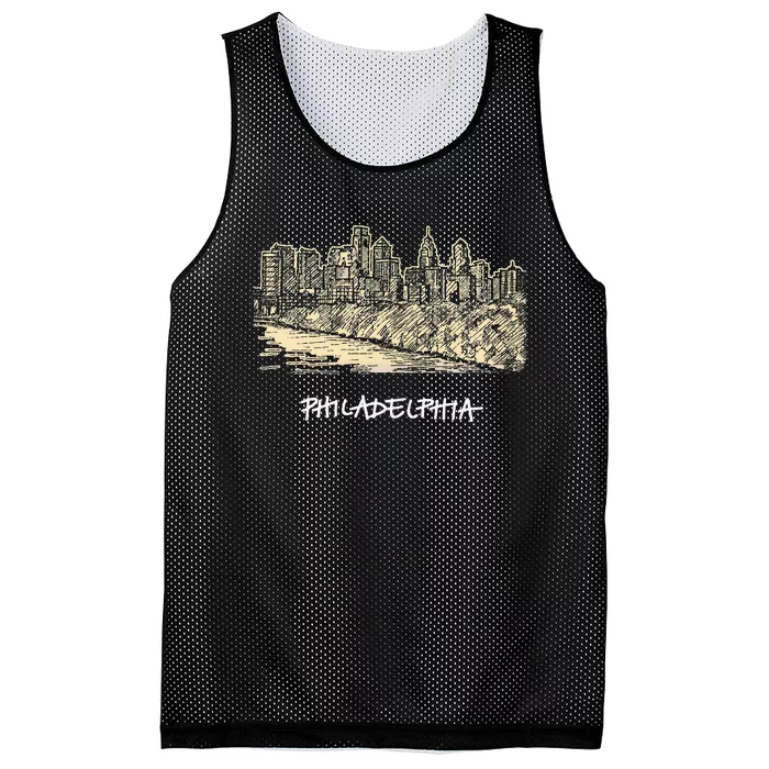 Philadelphia Pennsylvania Skyline Panorama Mesh Reversible Basketball Jersey Tank