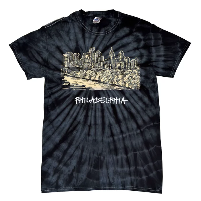 Philadelphia Pennsylvania Skyline Panorama Tie-Dye T-Shirt