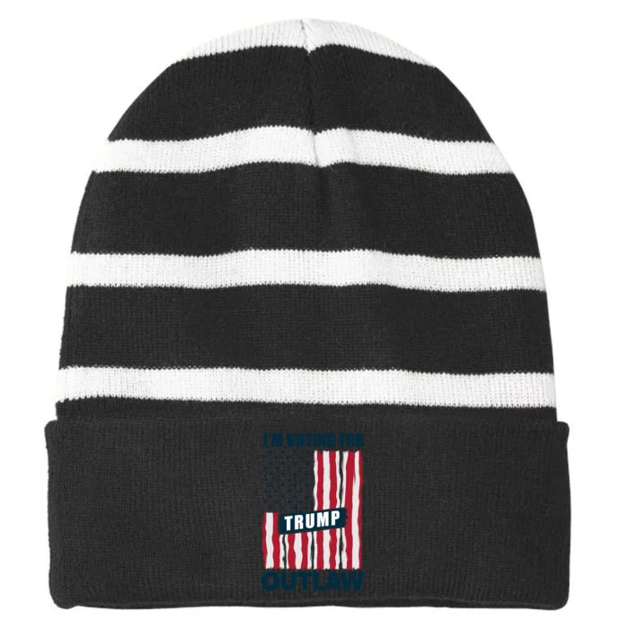 Patriotic Political Support Graphic Striped Beanie with Solid Band