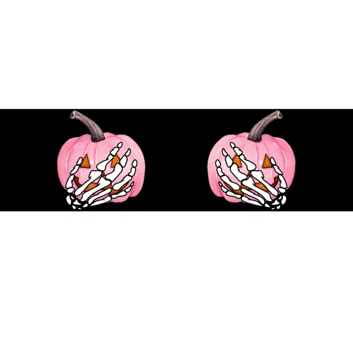 Pink Pumpkin Skeleton Breast Cancer Bumper Sticker