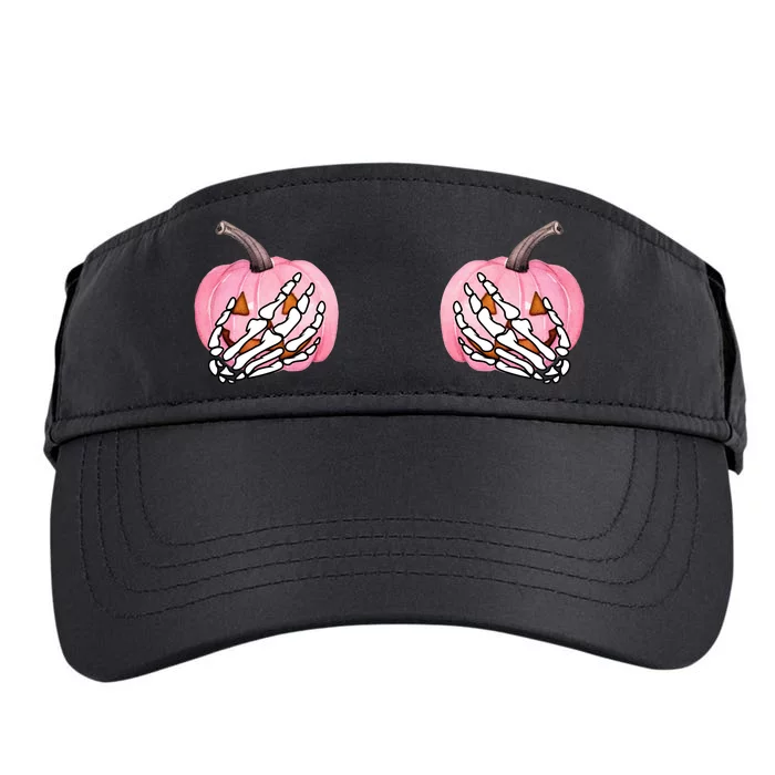 Pink Pumpkin Skeleton Breast Cancer Adult Drive Performance Visor