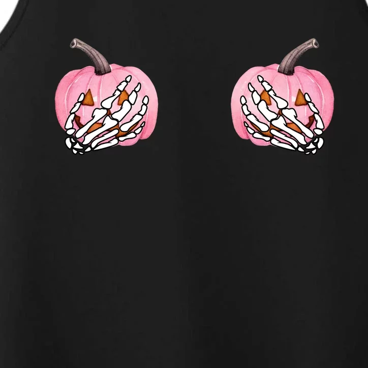 Pink Pumpkin Skeleton Breast Cancer Performance Tank