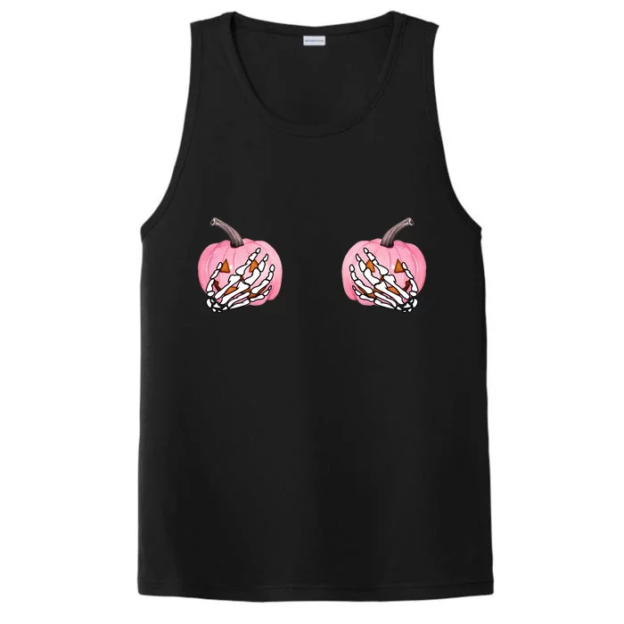 Pink Pumpkin Skeleton Breast Cancer Performance Tank