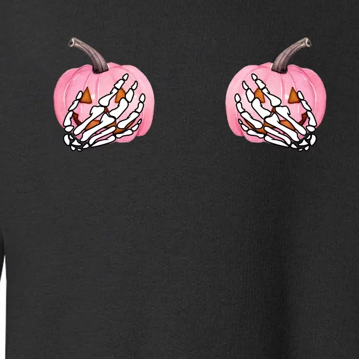 Pink Pumpkin Skeleton Breast Cancer Toddler Sweatshirt