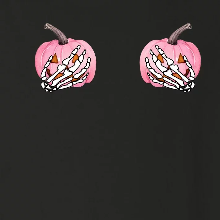 Pink Pumpkin Skeleton Breast Cancer Toddler Long Sleeve Shirt