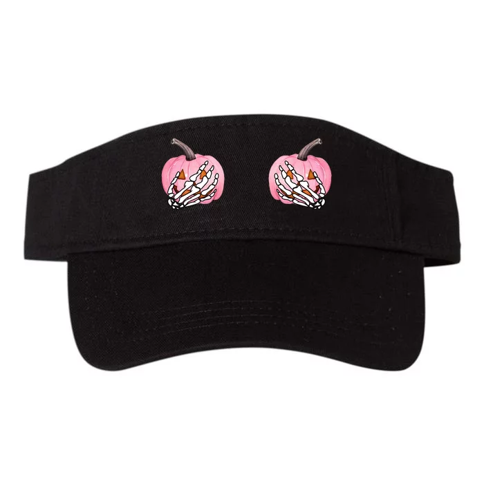 Pink Pumpkin Skeleton Breast Cancer Valucap Bio-Washed Visor